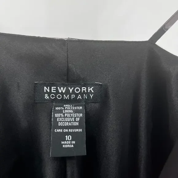 Vintage New York & Company Black Floral Cowl Neck Slip Midi Dress Size 10 - Picture 4 of 5